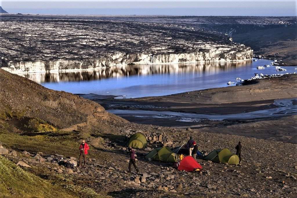 camping next to a glacier in iceland how to stay warm in a tent
