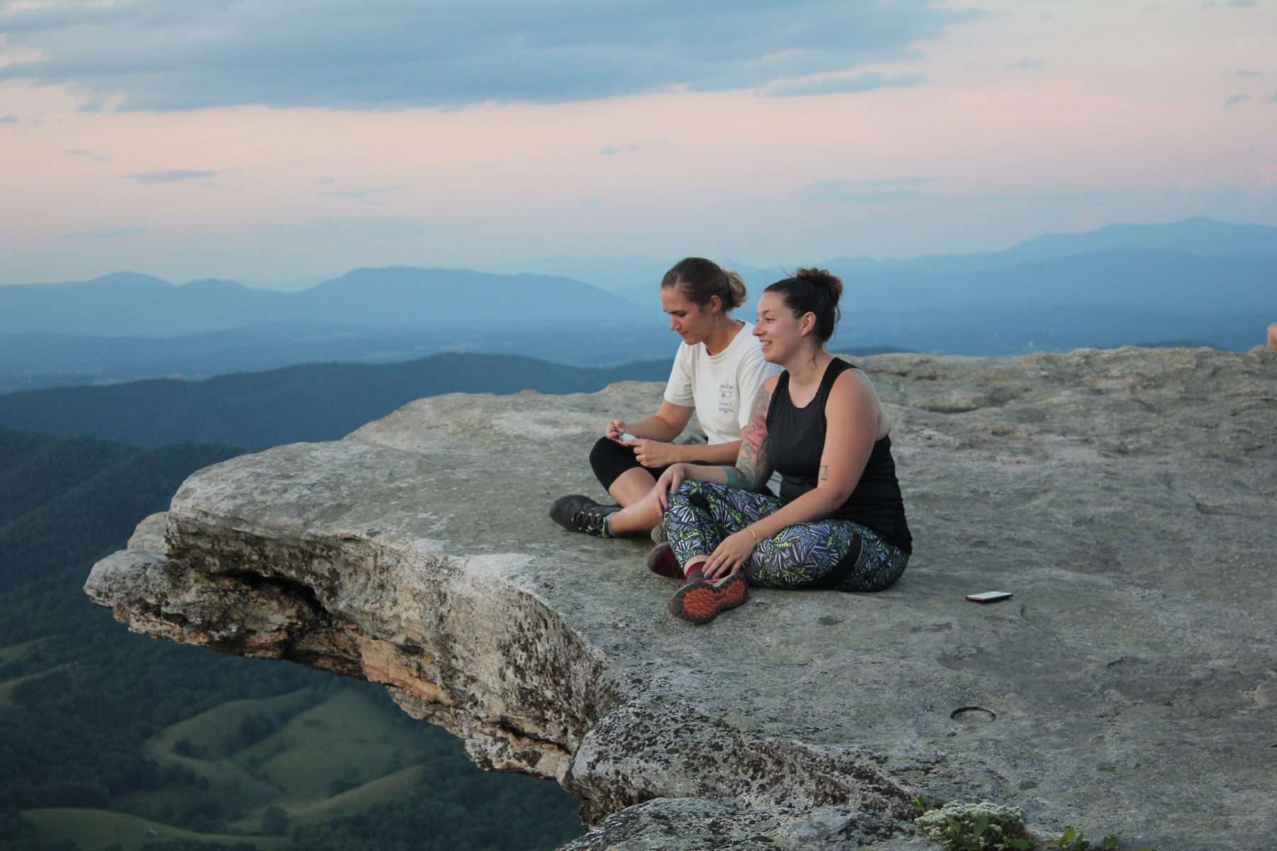 friends at sunset on mcafee knob