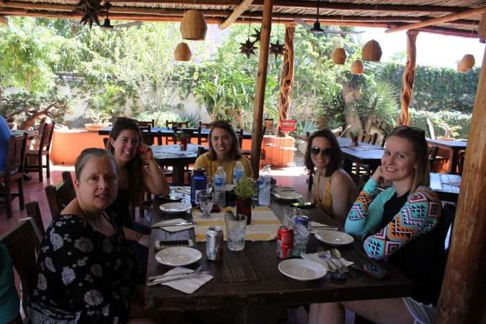 Group of women sitting at a restaurant in Baja Mexico