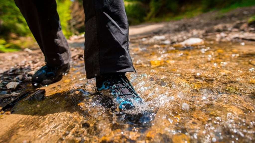 women's hiking boots in water