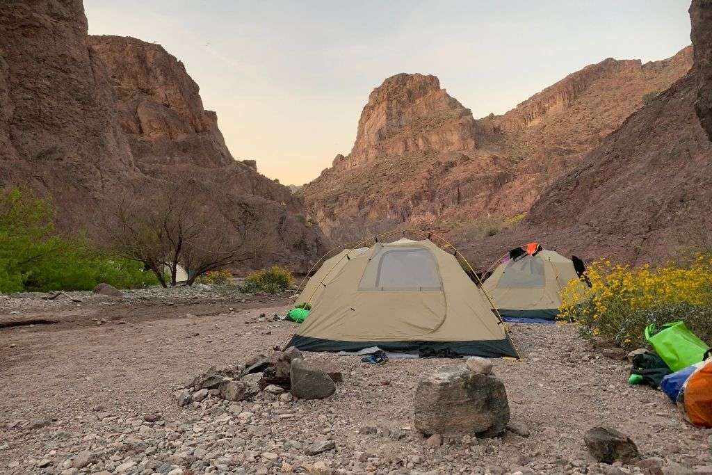 camping in a canyon