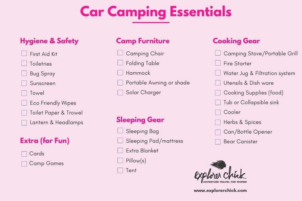 car camping checklist essentials